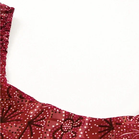 Square Neck Floral Bandana Crop Blouse Bohemian Top - Picture 12 of 15